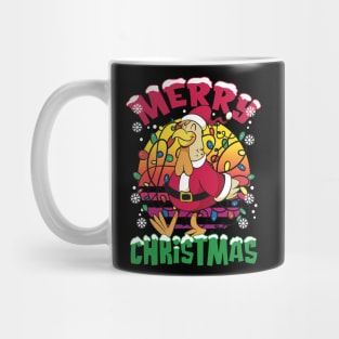 Merry Christmas Chicken with Christmas lights and Santa Hat Mug